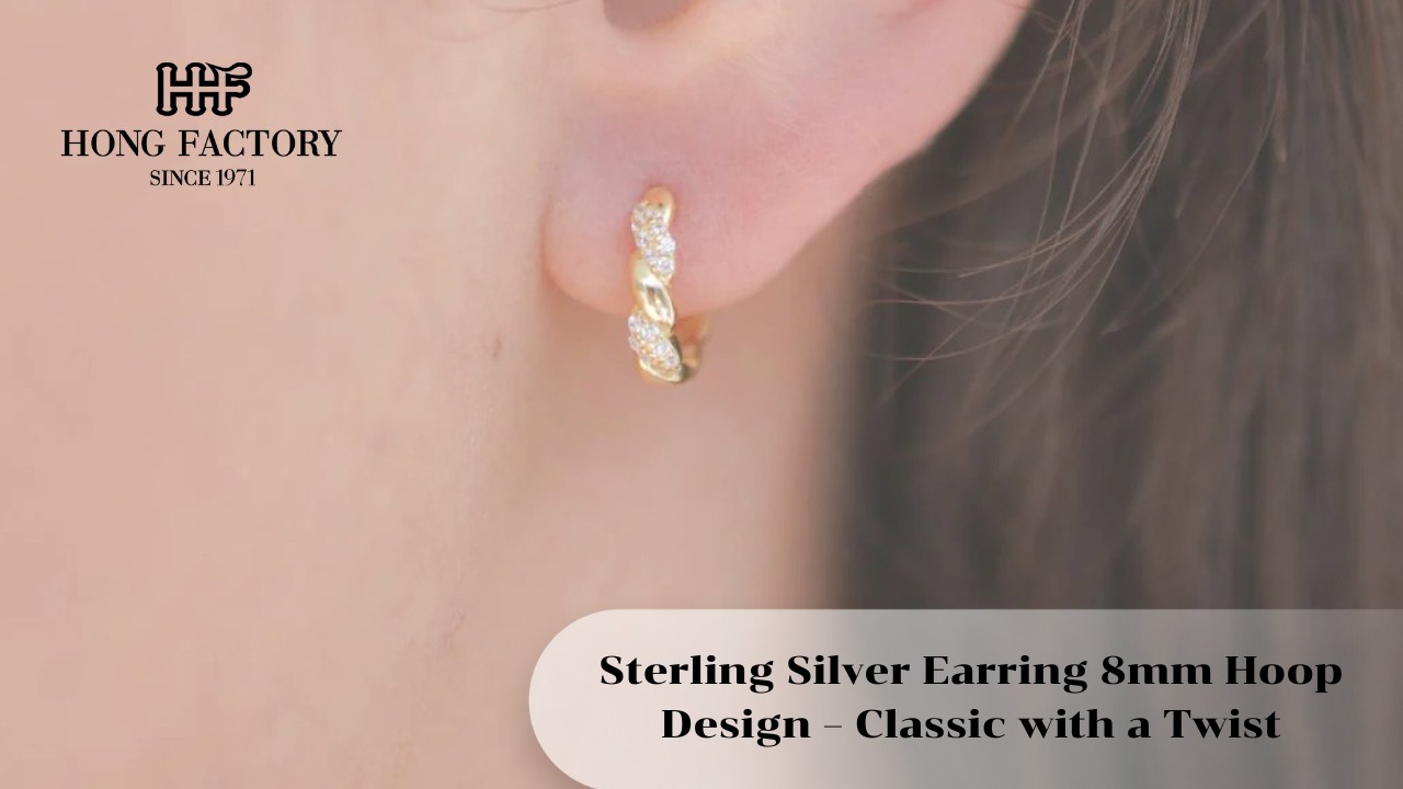 Sterling Silver Earring 8mm Hoop Design – Classic with a Twist