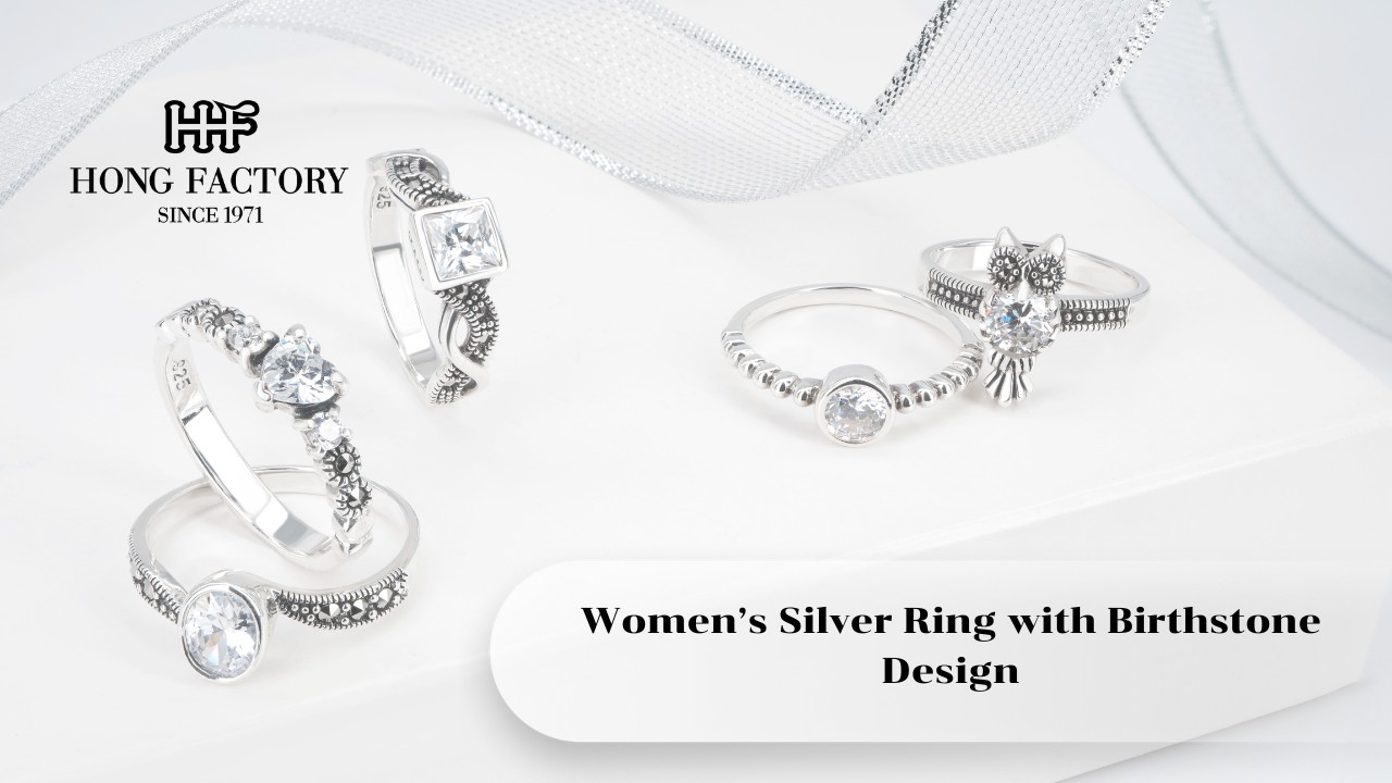 Women’s Silver Ring with Birthstone Design