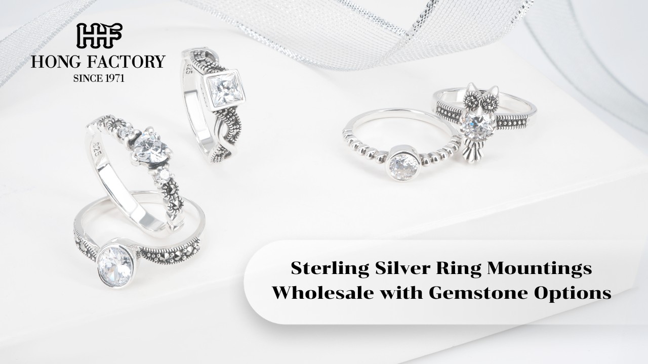 Sterling Silver Ring Mountings Wholesale with Gemstone Options
